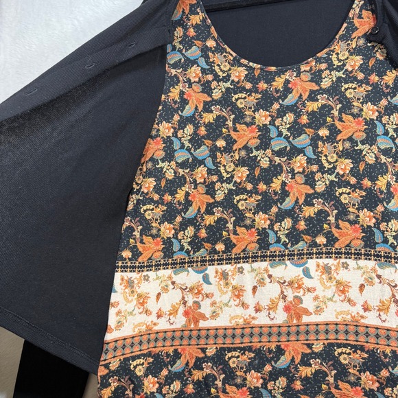 Desigual XXL Floral Cardigan Top Black Layered Boho Wearable Art Festival Comfy - Picture 5 of 13